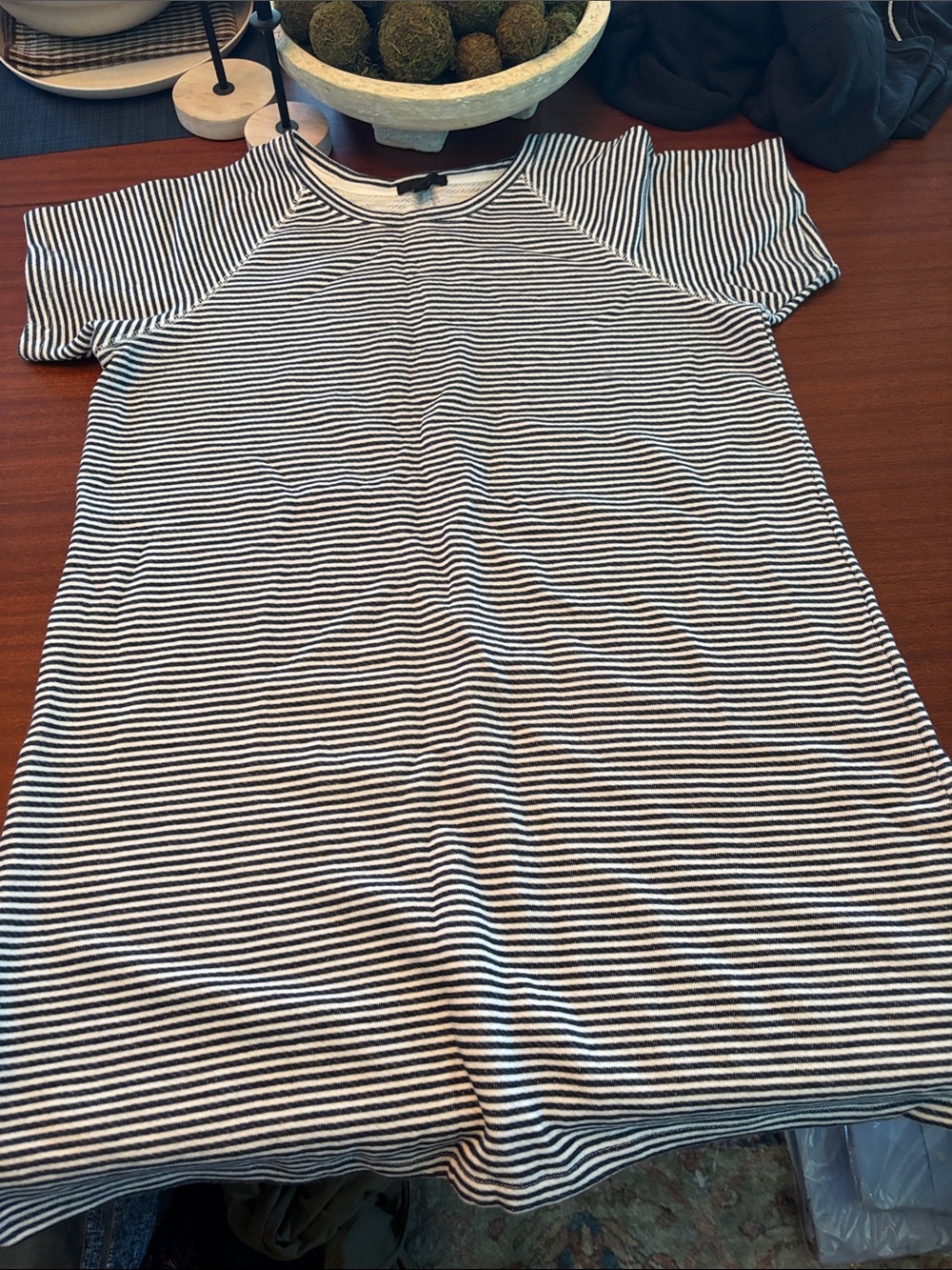 J. Crew Navy & White Striped Crewneck Tee